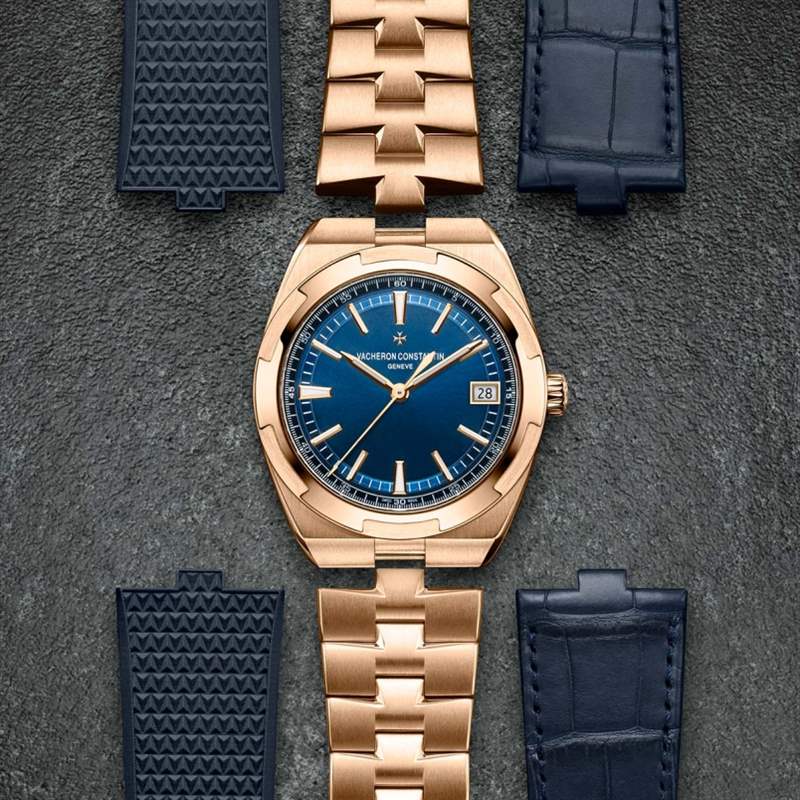 VACHERON CONSTANTIN Overseas Self-Winding 江詩(shī)丹頓2020新作!Vacheron Constantin Overseas自動(dòng)上鏈腕表帶來(lái)典雅粉紅金X藍(lán)面設(shè)定-復(fù)刻表