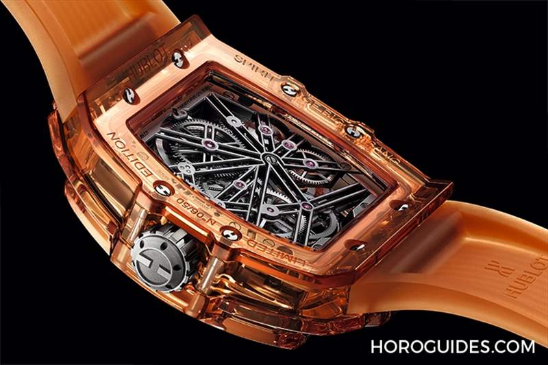 HUBLOT - 高透光冰橙色！ Hublot Spirit of Big Bang冰橙藍(lán)寶石陀飛輪五日鏈腕表