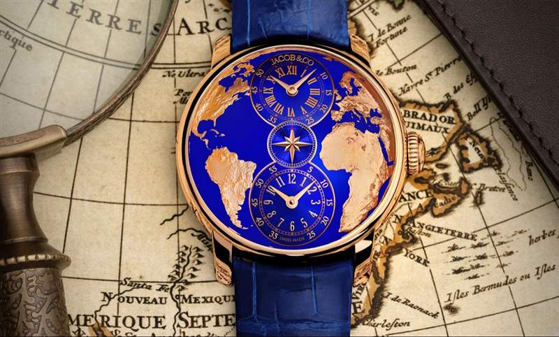 用最美的克萊因藍,圓一個志向高遠的夢:Jacobs & Co. The World is Yours兩地時間腕表-復刻表